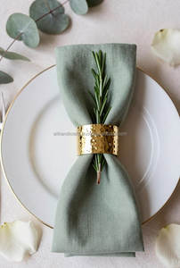 Anneaux de serviette ronds en métal géométrique Ali Handicraft, design moderne, décoration de table de mariage, finition dorée durable - Product Image 3