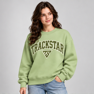 Sweat-shirt à col rond pour femme, couleur vert sauge clair, style universitaire, manches longues, logo personnalisé - Product Image 4