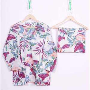 Ensemble de pyjama décontracté en satin de coton imprimé à la main, style ethnique, ODM - Doux, respirant, manches longues, taille élastique, automne, 2 pièces, 2026 - Product Image 3