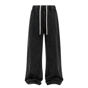 Mens Vintage Washed Wide Leg Sweatpants Relaxed Fit Jogger Pants Heavyweight Cotton Streetwear Trousers OEM ODM - Product Image 3