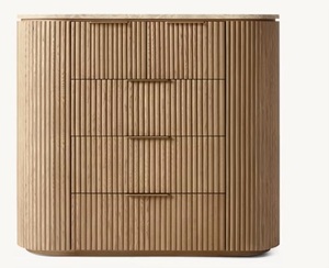 Modern Wood Bed Frame with Ribbed Design Minimalist Bedroom Furniture Set for Home Use - Product Image 2