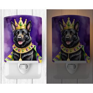 Certifié UL Nouveau Berger Allemand Noir Roi Mardi Gras Veilleuse en céramique compacte 6x4x3 multicolore pour chambre à coucher couloir cuisine - Product Image 2