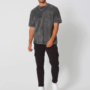 Camiseta de hombre con lavado ácido y logotipo totalmente personalizado en venta, producto de moda, camiseta de hombre con lavado ácido y cuello redondo con MOQ bajo. - Product Image 1