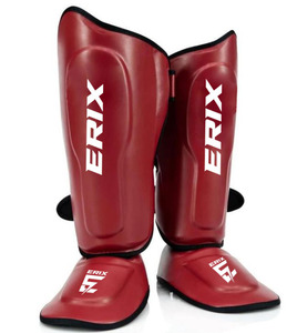 Protections de tibia ERIX en cuir PU avec fermeture auto-agrippante, légères, protection professionnelle, sur mesure pour MMA, Kickboxing, Muay Thai - Product Image 2
