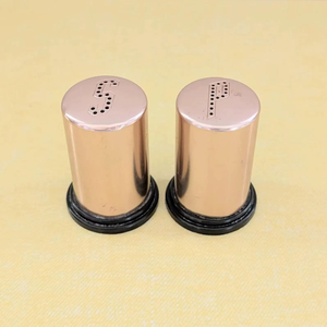 Premium Copper Simple Metal <b>Salt</b> And Pepper Sprinkler Set For Kitchen Dining Table Use Elegant Durable Rust Resistant - Product Image 1