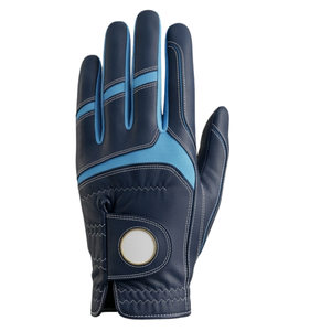 Wholesale custom logo Premium PU Leather Golf Glove Right Hand Non-Slip <b>Hook</b> And Loop Closure Unisex Sports Blue and Navy Design - Product Image 1