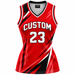 T-shirt court en jersey de basket décontracté pour femme, imprimé, col en V, coupe ajustée, en coton, à manches courtes, anti-boulochage, tricoté - Product Image 1
