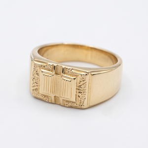 Anillo Geométrico Amarillo Chapado en Oro de 22k para Hombre Divyoro, Clásico para Uso Diario, Ceremonias Religiosas - Product Image 1