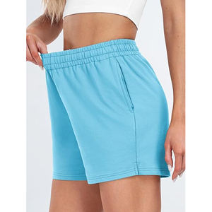 Pantalones Cortos de Forro Polar con Bloques de Color para Mujer, Costuras en Contraste, Cintura Alta, Bolsillos Laterales, Cordón Ajustable, Ajuste Relajado, Ropa Deportiva Informal - Product Image 4