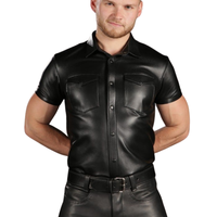 Chemise en flanelle de coton écologique noire pour homme, col montant, formelle, couleur unie, fermeture à ceinture, Black Sheep