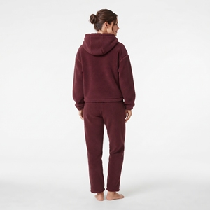 Custom Solid Color <b>Women</b> Sherpa <b>Fleece</b> Full Zip Hoodie <b>Jogger</b> Tracksuit Relaxed Fit Drop Shoulder Ladies Winter Two Piece Set - Product Image 3
