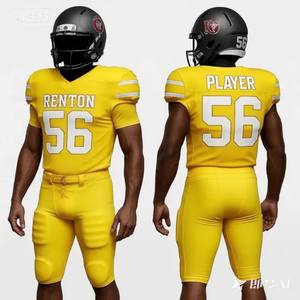 Uniformes de football américain professionnels à motif uni par sublimation, 410g, conception personnalisée, tailles, logos, noms, numéros, combinaison de couleurs Eoin - Product Image 2