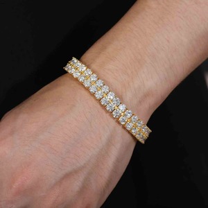 Two Row Stylish Elegant Moissanite Tennis Bracelet for <b>Men</b> and Women Silver Plated Trendy Iced Out Gift & Party Bracelet - Product Image 5
