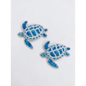 Blue Sequin Turtle Embroidered Patch Iron On Sew On Animal <b>Applique</b> Badge for Garment Decoration Clothing Accessories - Product Image 1