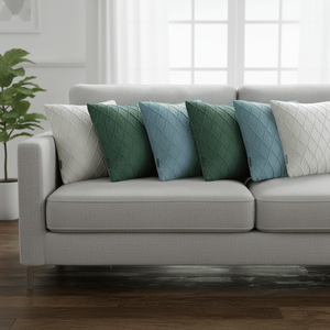 SOGA 6PC 45cm Diamond Knit Pillow Covers Set-2 Turquoise 2 <b>Cream</b> Cable Knit and 2 Sky Blue for Living Room <b>Sofas</b> - Product Image 3