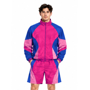 Nylon <b>Tracksuit</b> <b>Mens</b> Jacket <b>Shorts</b> Sportswear Set Wholesale Manufacturer Gym Workout Fitness OEM ODM Supplier Private Label Bulk - Product Image 4