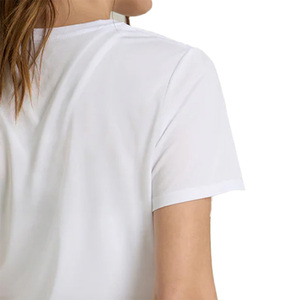 T-shirt à manches courtes pour femme, col en V, couleur unie, logo, vêtement décontracté, coupe classique, tissu jersey 100% coton biologique, séchage rapide - Product Image 3