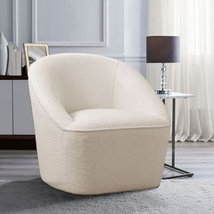 Poltrona Girevole Anson in Bouclé, Elegante Arredamento per Soggiorno - Product Image 1
