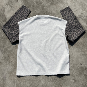 Wholesale Drop Shoulder Oversized Boxy Fit T-<b>Shirts</b> Vintage Leopard Printed <b>Waffle</b> Tshirt 100% Cotton Men's Long Sleeve <b>Shirts</b> - Product Image 2