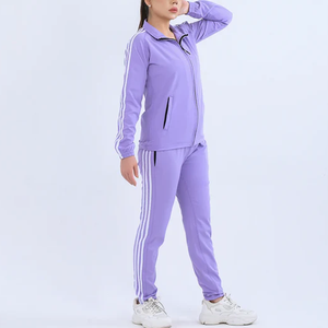 Women's Purple Tracksuit Full Zip Sporty Jogging Suit Solid Color Side Pockets Breathable Polyester/Cotton Autumn Casual Wear - Product Image 1