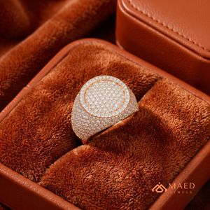 Mens Rose Gold Tone Moissanite Diamond Round <b>Ring</b> Hip Hop Statement Jewelry <b>Ring</b> for Men Daily Wear - Product Image 4