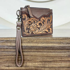 Cartera Mini de Cuero Genuino de Calidad Extrema con Cremallera, Grabado Floral, Portamonedas y Tarjetero para Tarjetas ATM, Tipo Clutch de Muñeca para Mujer - Product Image 2