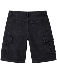 Pantalones cortos cargo de mezclilla negros personalizados para hombre, pantalones cortos vaqueros utilitarios con múltiples bolsillos, corte regular, ropa informal de calle, para verano. - Product Image 3