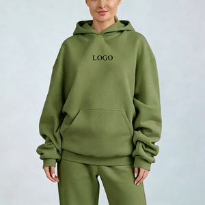 Sudadera con capucha ligera de felpa sin cepillar para mujer, corte holgado, estilo urbano, para boutiques de EE. UU. - Product Image 2