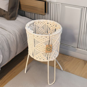 ตะกร้าเก็บผ้าฝ้ายธรรมชาติขนาดที่กำหนดเองของตกแต่งบ้านรูปทรงวงกลมสำหรับใส่กระถางและเสื้อผ้า - Product Image 1