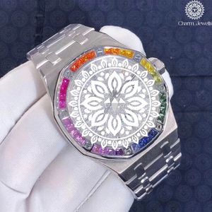 Montre de luxe Charm Jewells en acier inoxydable, boîtier de 40 mm, verre analogique, mécanique, date automatique, design unisexe, résistante à l'eau 10 ATM - Product Image 3
