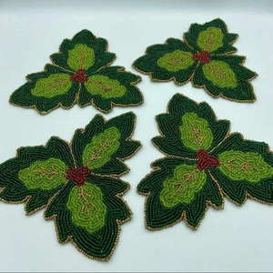 Elegant Handcrafted Beaded Embroidery Coaster for Dining Room Table Coffee Table Office <b>Desk</b> and Hospitality Decoration - Product Image 1
