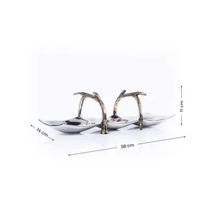 Plateau de service artisanal en aluminium haut de gamme avec finition métallique brossée pour l'hôtellerie moderne et la décoration intérieure Bordure miroir - Product Image 1