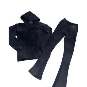 Ensemble survêtement homme personnalisé avec logo, sweat à capuche zippé et pantalon de jogging à motif uni, idéal pour les activités de plein air - Prix de gros - Product Image 4