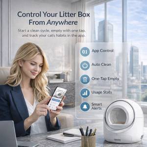 Offre Spéciale – Bac à litière intelligent Lahvo pour chat – Bac à litière automatique moderne pour animaux de compagnie – Nettoyage facile – Contrôle des odeurs – Matériau plastique - Product Image 4