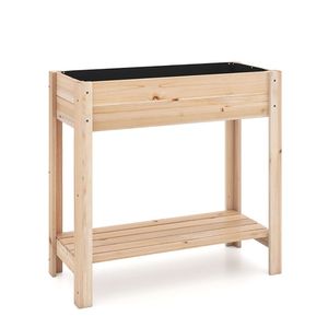 Fioriera rialzata in legno con ripiano portaoggetti, grande cassetta per piante in abete - Product Image 5