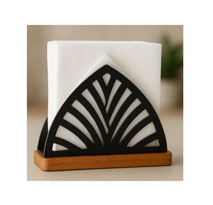 Support de mouchoirs en métal noir, design feuille monstreuse, sur pied, organisateur de comptoir de cuisine, support de mouchoirs en métal, meilleur prix - Product Image 2