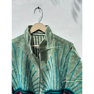 Eye Embroidery Suzani Jacket Handmade Velvet Winter Unisex Jacket <b>Coat</b> Boho Chic Jacket Two Side Pocket - Product Image 4