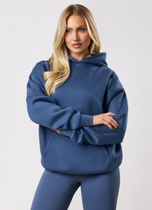 Street Style Custom Logo Cotton Fleece Heavyweight Pullover Women's Oversized Blank Plain Sweatshirt Lounge Hoodie With Pockets - Product Image 6