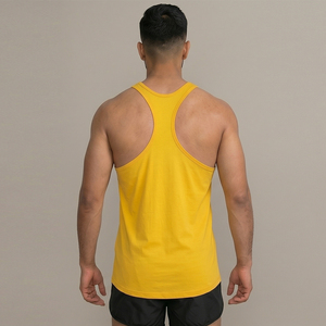 Débardeur de sport respirant et écologique pour hommes, idéal pour la musculation et le fitness, modèle stringer uni à dos nageur, vente en gros - Product Image 2