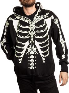 Sweat à capuche zippé pour femme, costume squelette d'hiver, avec logo personnalisable sur le devant - Product Image 3