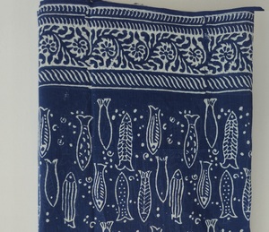 Hand Block Printed Lightweight Breathable Long Cotton Scarves <b>Sarong</b> Pareo Floral Beach <b>Wrap</b> Gift Women Boho Cover Custom Logo - Product Image 1