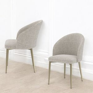 Ensemble de 2 chaises de salle à manger latérales en tissu champagne Cora - Product Image 1