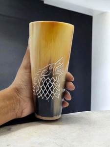 Vaso de Cristal con Cuerno de Búfalo, el Más Vendido, Forma Personalizada, Borde de Latón, Hecho a Mano, Estilo Medieval, AUREVIA CRAFTS, Ecológico, Religioso - Product Image 1