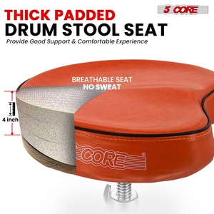 5 Core Drum Throne 4" <b>Padded</b> Guitar <b>Stool</b> Drummer Chair Adjustable Musician Seat - Product Image 2