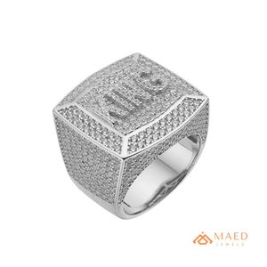 Anillo de Hombre en Tono Plateado con Baño de Oro y Moissanita Cuadrada, Estilo Hip Hop, para Regalo de Aniversario - Product Image 1