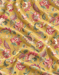 Marigold Rose Liquid Gaji Silk 100% Biologique Écologique Floral Bloom Mustard Blush 70s Retro Candy Bloom Gold Canvas - Product Image 4