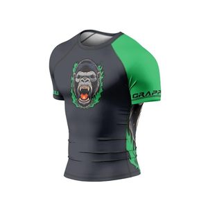 Vente en gros de rashguards unisexes personnalisés UPF 50, vêtements de yoga, sublimation, protection UV, séchage rapide, compression, polyester, fabrication OEM, sur mesure - Product Image 5