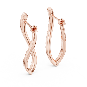 Exclusivos Pendientes de Aro de Lujo con Baño de Rodio, Ideales para el Día a Día, con Diamantes Cultivados en Laboratorio en Oro Rosa de 18K, Certificados por IGI - Product Image 3
