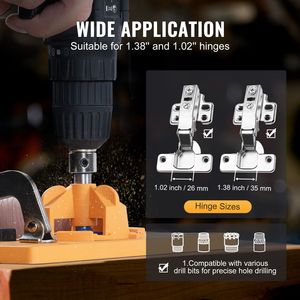 Plantilla de nailon PA66 para bisagras ocultas de acero, para bisagras de gabinete, ángulo de apertura de 110 grados, taladro preciso con accesorios de abrazadera tipo C - Product Image 5