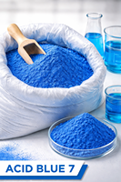Bleu Acide 7 (Bleu Brillant) Poudre Colorante CI 42080 Shramik Chemical CAS 3486-33-9 Utilisation Industrielle Textile Cuir Papier Encre
